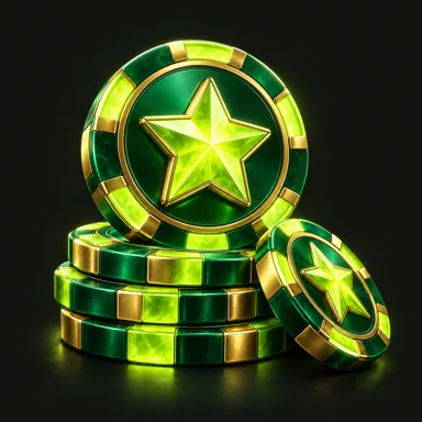 Casino chips with a lime star